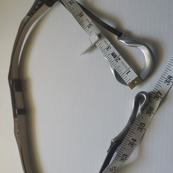 Chico's Belt Black Genuine Leather Slide Adjustable Silver Tone Hook Buckle S/M - Picture 6 of 9